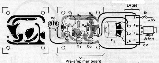 Figure 6 - Printed circuit board for the assembly of the amplifier.
