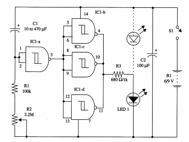 Figure 1 – Schematic diagram of the Simplest Timer

