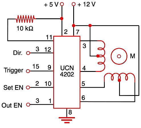 Figure 1    stepper motor control using the UCN4202.
