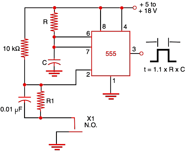 Figure 1    Contact conditioner using the 555 IC.
