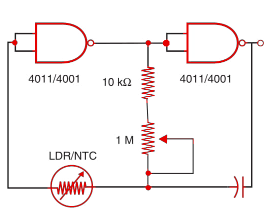 Figure 1 - Temperature/light-dependent oscillator.
