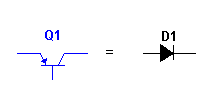 Figure 5 - The emitter corresponds to the anode and the base to the cathode.
