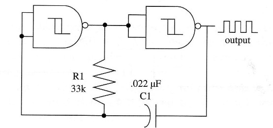 Figure 1 – Two- gate oscillator runing at 1 kHz
