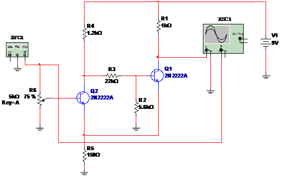  Figure 1 – Trigger using 2 transistors
