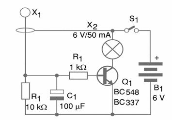 Figure 1 – The brake light uses only one transistor and can control a lamp or LED
