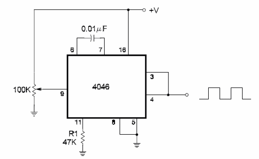 Simple Voltage-Controlled Oscillator (VCO) Using the 4046
