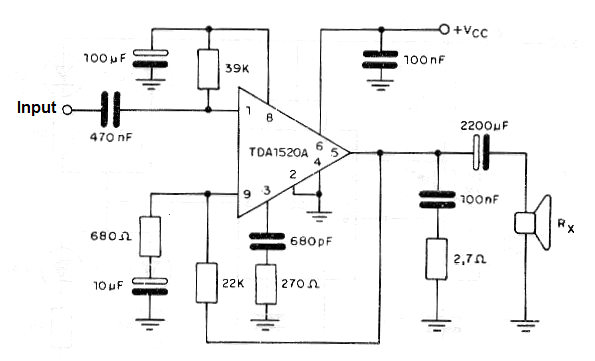 16 W Audio Amplifier Using the TDA1520
