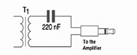 Figure 2 – Plugging the siren into AUX input of an external amplifier
