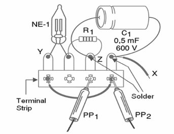 Figure 5 – Discharging the capacitor using a neon lamp

