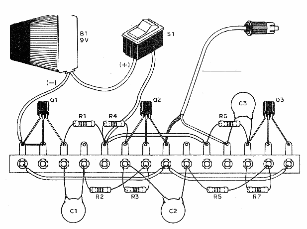 Figure 6 – Noise generator circuit without amplifier, assembled in a terminal strip.
Figure 6 – Noise generator circuit without amplifier, assembled in a terminal strip.