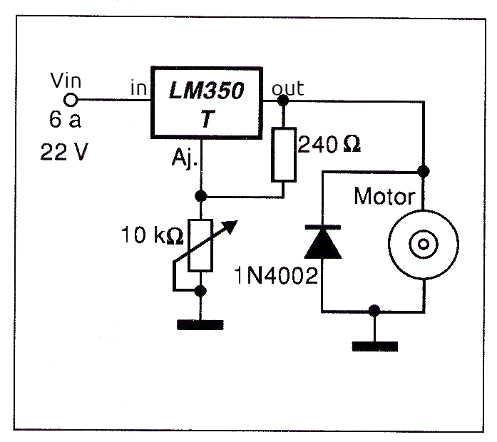 Figure 20 – Linear control using the LM350T integrated circuit.
Figure 20 – Linear control using the LM350T integrated circuit.