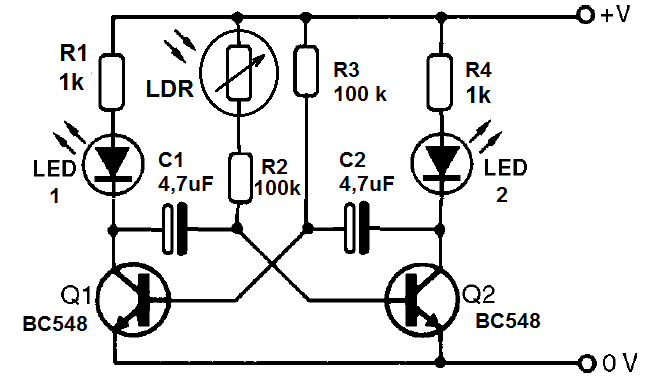 Figure 1 - Flasher controlled by the light Figure 1 - Flasher controlled by the light