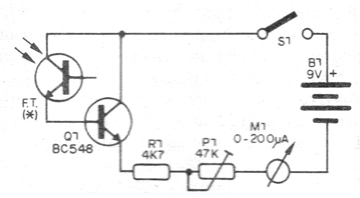 Figure 1 - Photometer with photo-transistor and indicator Figure 1 - Photometer with photo-transistor and indicator