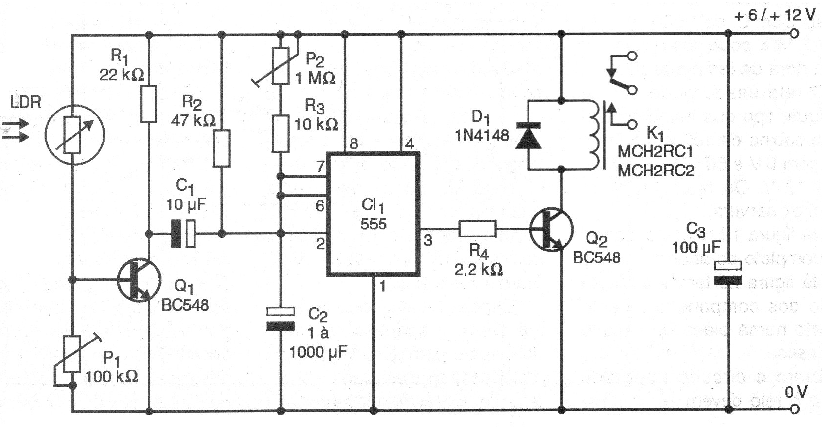 Figure 1 - Circuit of the timed light relay Figure 1 - Circuit of the timed light relay