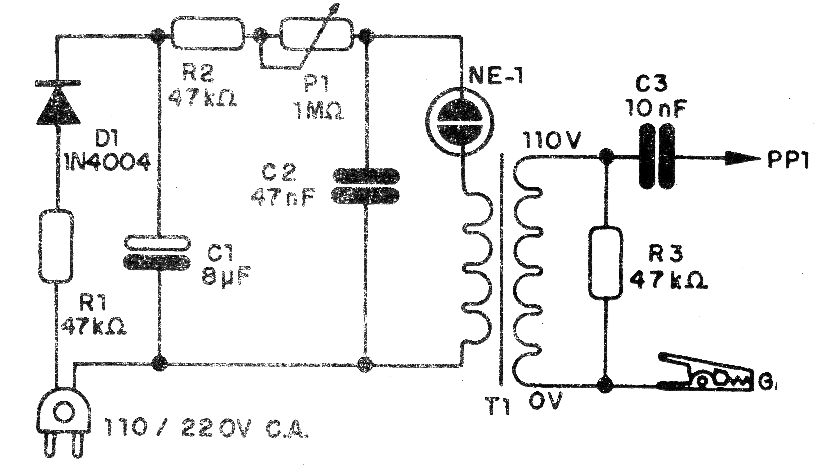 Figure 1- Diagram of the neon audio generator Figure 1- Diagram of the neon audio generator